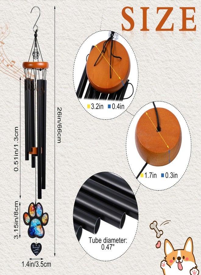 Ripeng 26" Pet Memorial Gifts for Loss of Dog Memorial Wind Chimes with Crystal Ball, Paw Suncatcher & Heart Pendant, Dog Remembrance Gift with Box & Card Memory of Pets Wind Chimes for Outside Garden - Image 2