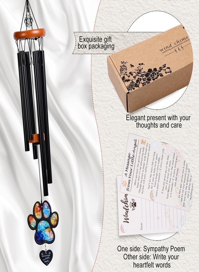 Ripeng 26" Pet Memorial Gifts for Loss of Dog Memorial Wind Chimes with Crystal Ball, Paw Suncatcher & Heart Pendant, Dog Remembrance Gift with Box & Card Memory of Pets Wind Chimes for Outside Garden - Image 3