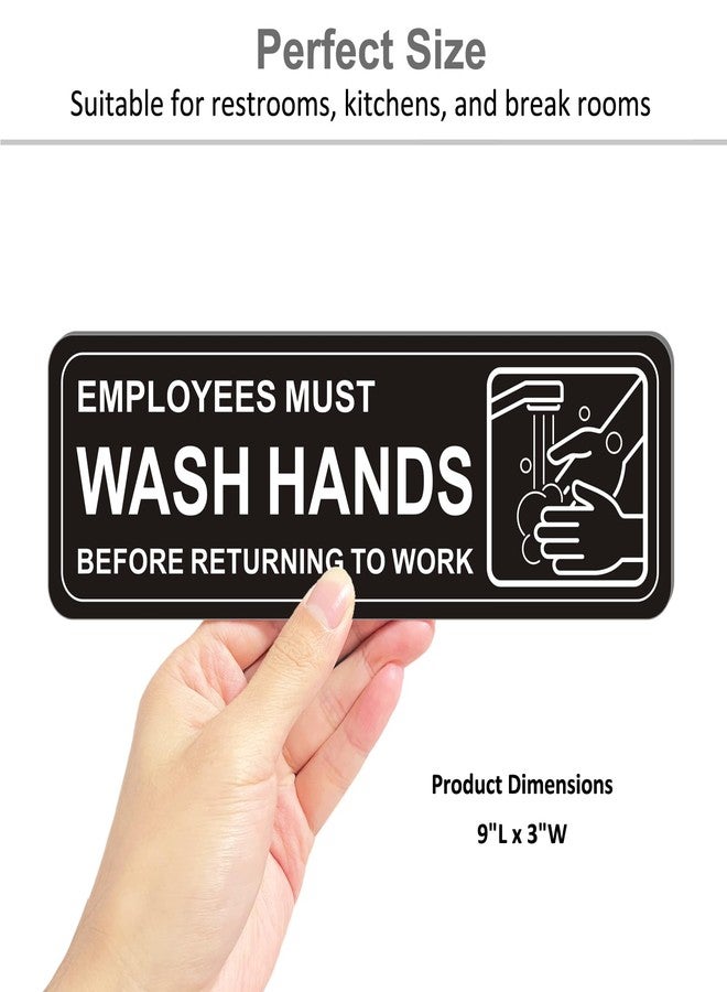 i-CowFun (4 Pack) Premium Self-adhesive Employees Must Wash Hands Sign, 9" x 3" Durable Acrylic Hand Washing Signs with Symbols, for Business, Restaurant, Salons, Hotel, Motel, Rest Stops, Public Restrooms - Image 4