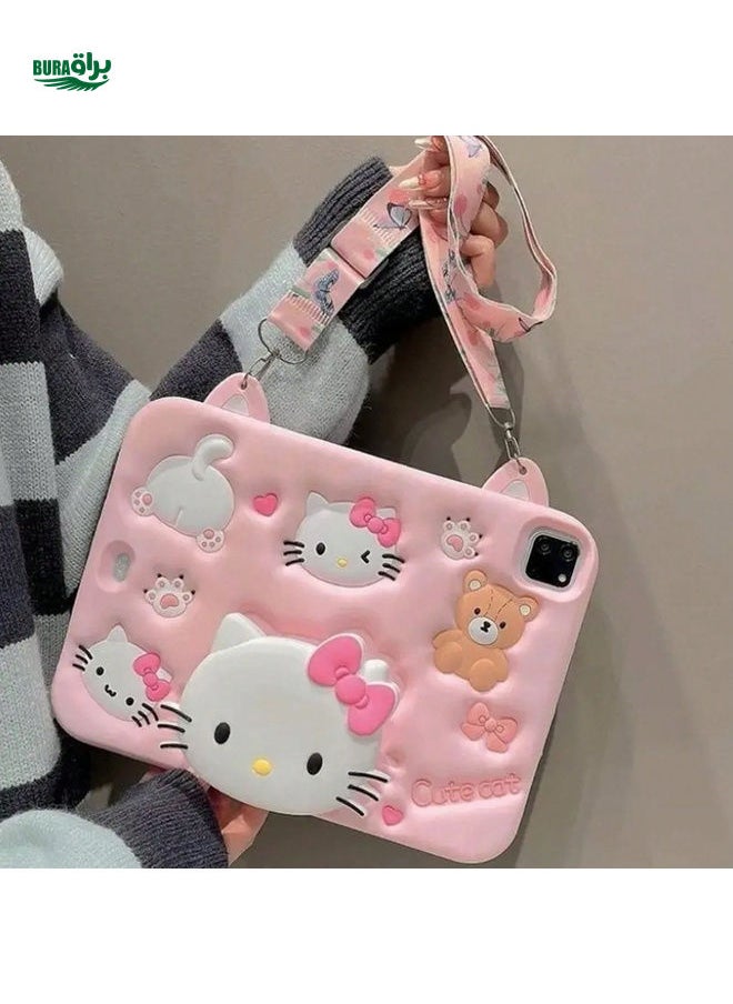 Sanrio Hello Kitty Kuromi My Melody Luxury Silicone Tablet Case Soft Cute And Durable Protective Cover With IPad 10.2 Inch 7/8/9th Generation Cartoon Aesthetic Design Shock Absorbing And Easy To Install With Bracket Function