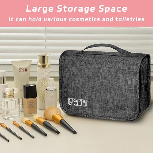 YEMEDA Toiletry Bag Travel Bag with Hanging Hook, Waterproof Capacity Hanging Multifunctional Makeup Bag for Toiletries, Portable Cosmetic Bag Travel Organizer for Women and Men(Black) - Image 4