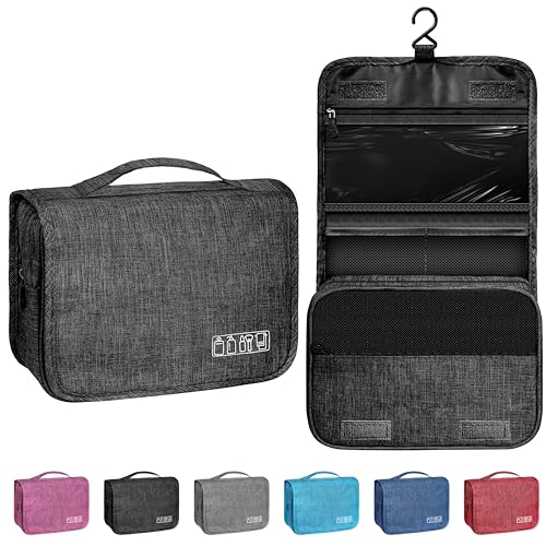 YEMEDA Toiletry Bag Travel Bag with Hanging Hook, Waterproof Capacity Hanging Multifunctional Makeup Bag for Toiletries, Portable Cosmetic Bag Travel Organizer for Women and Men(Black) - Image 1