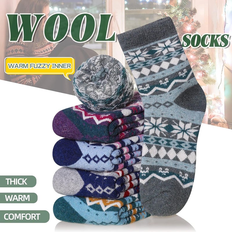 Velice Wool Socks for Women Merino Wool Boot Hiking Thick Thermal Warm Winter Crew Cushion Cozy Work Socks 5 Pairs - Image 5