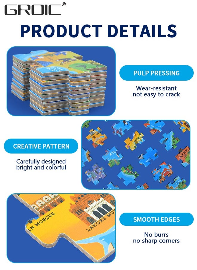 GROIC 100Pcs World Map Jigsaw Puzzles Geography Puzzles, Floor Puzzles Fun Educational Toy, Premium Geography Educational Toys Box, Pre School Learning Games for Boys and Girls  - Image 5