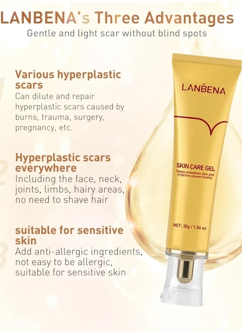 LANBENA - Skin Care Gel Skin Care Gel Fade Scars Stretch Marks Burns Repair Cream Face Skin Spots Marks Scar Removal Cream Shrink Pores Gel Old and New Scar Skin Repair Gel - Image 1