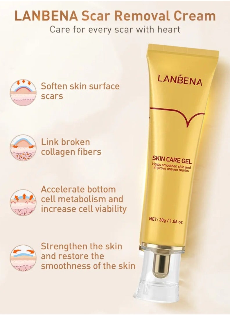 LANBENA - Skin Care Gel Skin Care Gel Fade Scars Stretch Marks Burns Repair Cream Face Skin Spots Marks Scar Removal Cream Shrink Pores Gel Old and New Scar Skin Repair Gel - Image 1