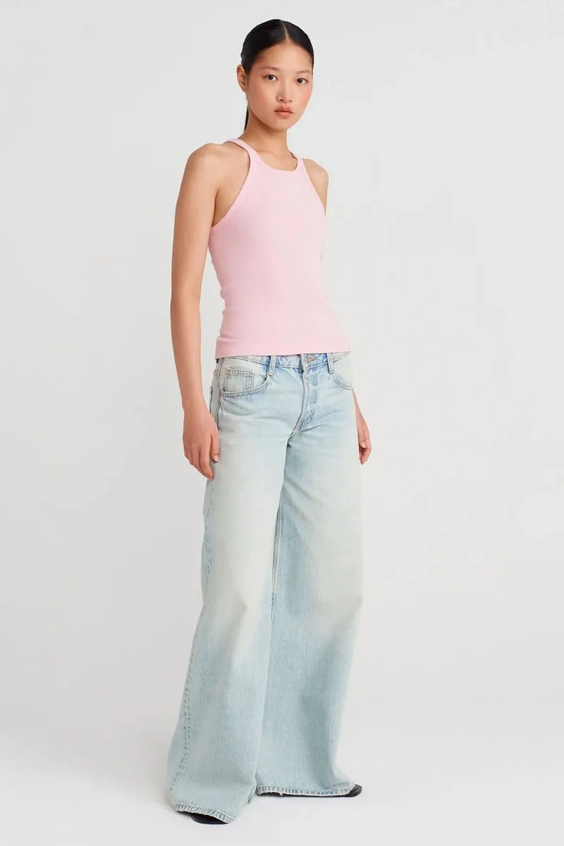 Dilvin Blush Pink DILVIN Ribbed Cotton Sleeveless Cami Blouse for Women | Best Price UAE