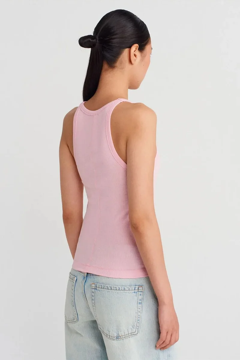 Dilvin Blush Pink DILVIN Ribbed Cotton Sleeveless Cami Blouse for Women | Best Price UAE