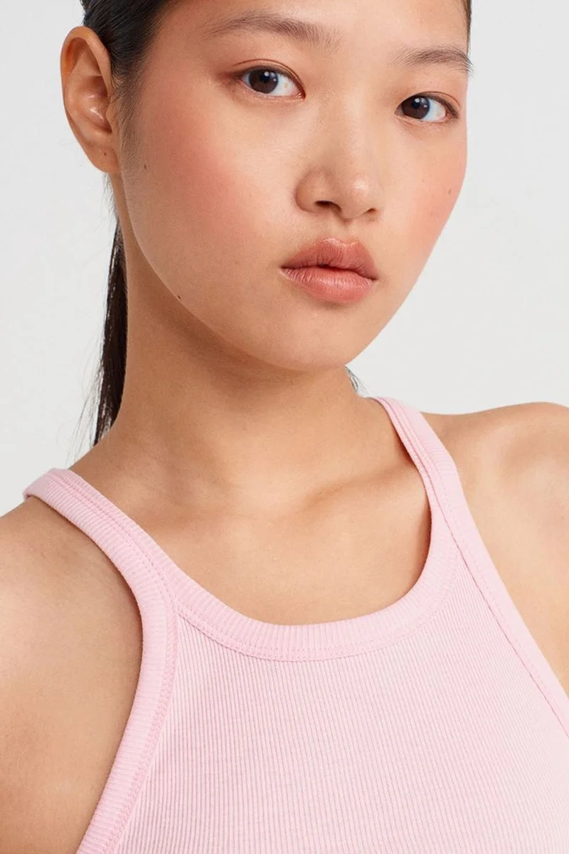 Dilvin Blush Pink DILVIN Ribbed Cotton Sleeveless Cami Blouse for Women | Best Price UAE