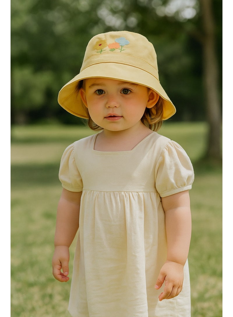 Wonder Kids - Baby Reversible Floral Hat - Pale Yellow - 2-5Y - Image 3