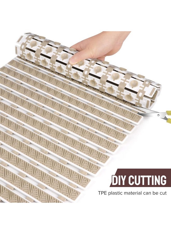 RichAxis Anti Skid mat for Bathroom Anti Slip Bathroom mat Shower Area Anti Skid mats with Suction Cups and Drain Holes for Bathtub Floor mat (68x38 cm,Beige) - Image 3