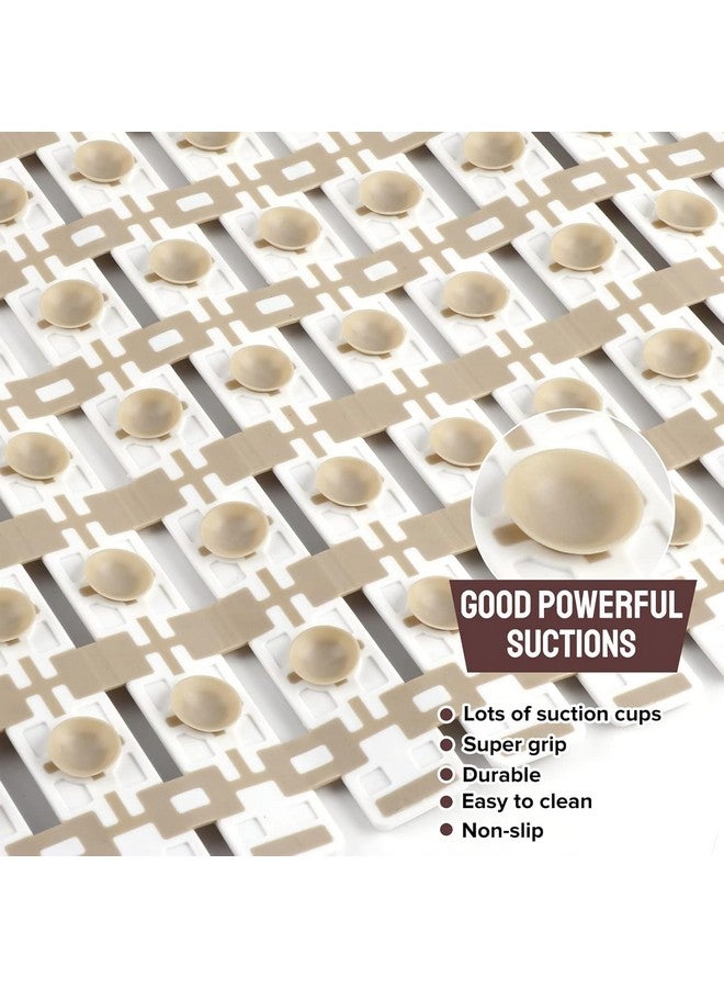 RichAxis Anti Skid mat for Bathroom Anti Slip Bathroom mat Shower Area Anti Skid mats with Suction Cups and Drain Holes for Bathtub Floor mat (68x38 cm,Beige) - Image 4