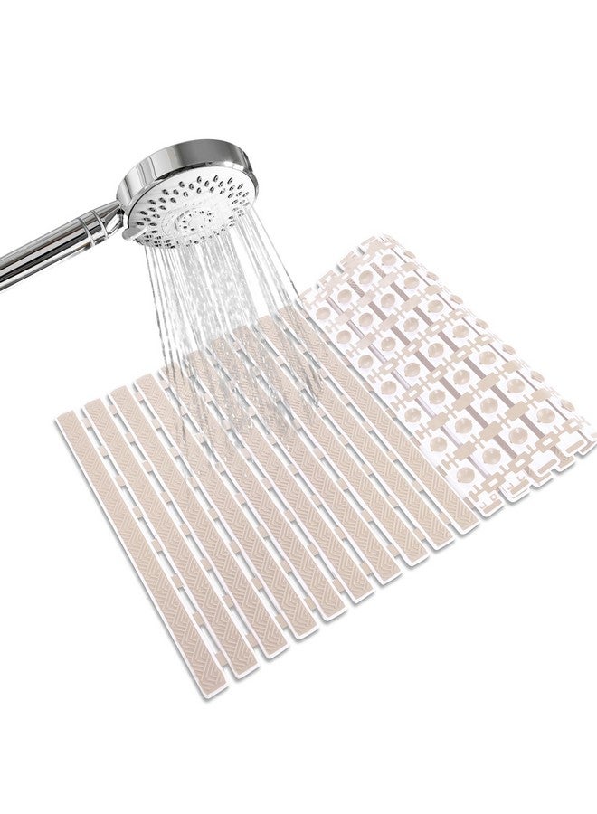 RichAxis Anti Skid mat for Bathroom Anti Slip Bathroom mat Shower Area Anti Skid mats with Suction Cups and Drain Holes for Bathtub Floor mat (68x38 cm,Beige) - Image 1
