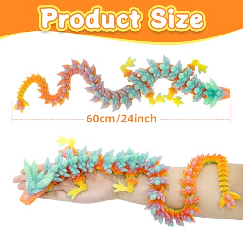 Flavery 3D Printed Dragon 24 inch Large Pearly Sheen Articulated Dragon Fidget Toy 3D Printed Gift for Birthday Figurine DecorCrystal Summar Dream - Image 5