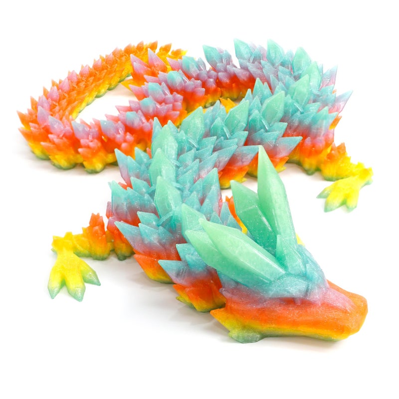 Flavery 3D Printed Dragon 24 inch Large Pearly Sheen Articulated Dragon Fidget Toy 3D Printed Gift for Birthday Figurine DecorCrystal Summar Dream - Image 3