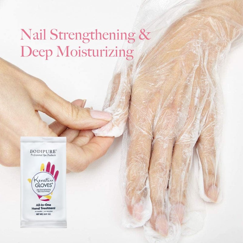 Bodipure All-In-1 Moisturizing Hand Mask, Keratin & Vitamin E Hand Mask for Dry Cracked Hands, Natural Moisturizing Gloves Formula, Strengthen Nails & Repair Hands 12 Pairs - Image 4