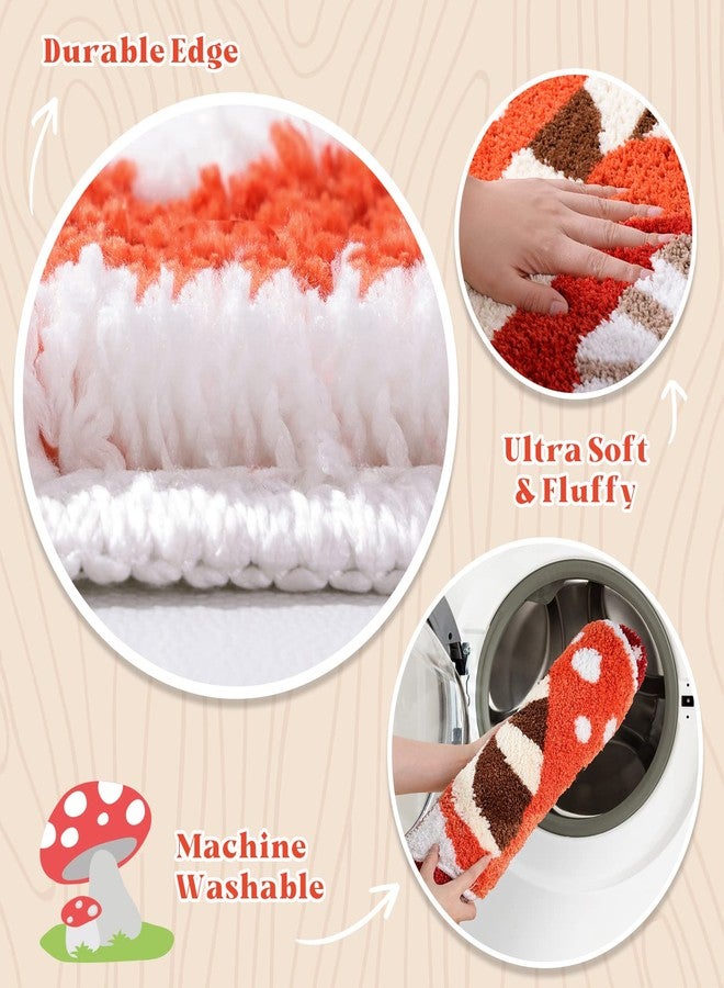 TRUEDAYS Bathroom Rugs Cute Bath Mat Non Slip Red Mushroom Bath Rug for Women Kids and Girls Strong Absorbent Soft Washable Bath Mat Rug for Tub Shower and Bathroom - Image 5