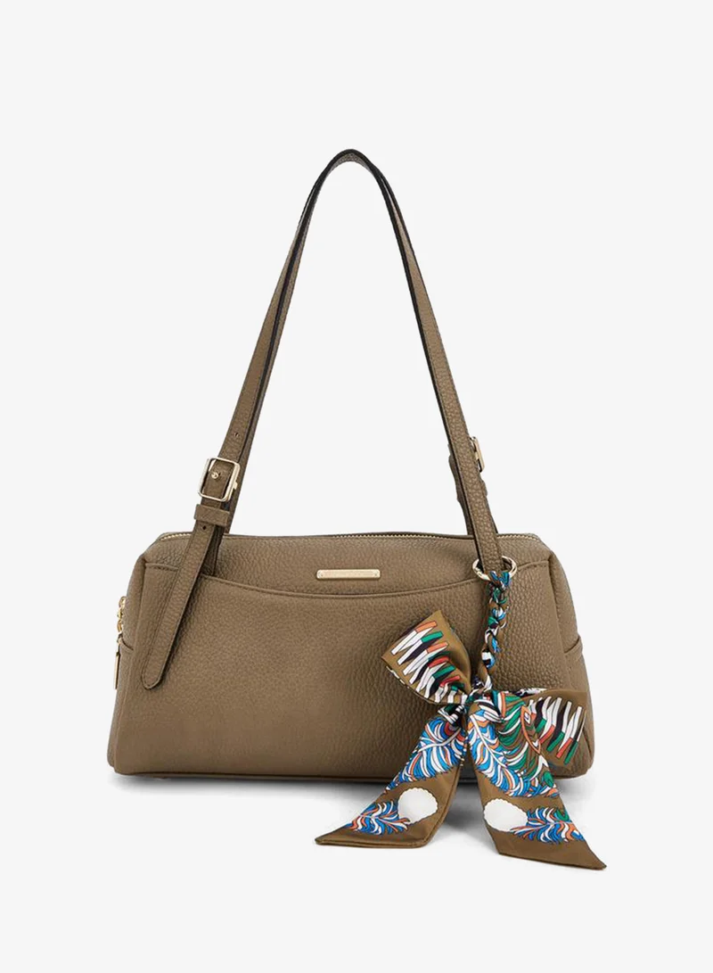 سيليست Textured Shoulder Bag With Scarf Detail