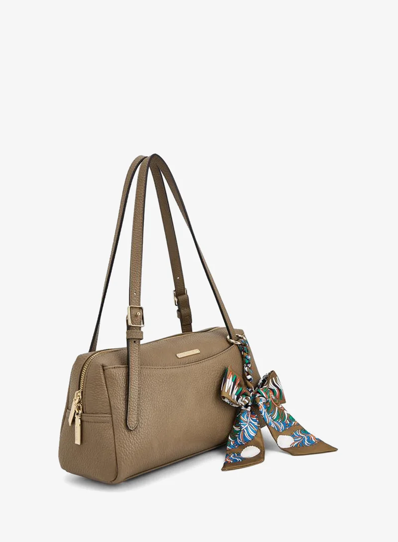 سيليست Textured Shoulder Bag With Scarf Detail