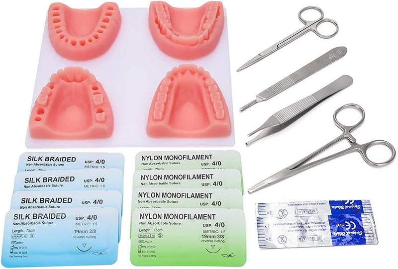مجموعات تدريب وسادة خياطة الأسنان ومجموعات تدريب الخياطة الفموية لطلاب كلية طب الأسنان أو أطباء الأسنان، 4 أنواع مختلفة من وسادات الخياطة مع وحدة DIY - Image 2