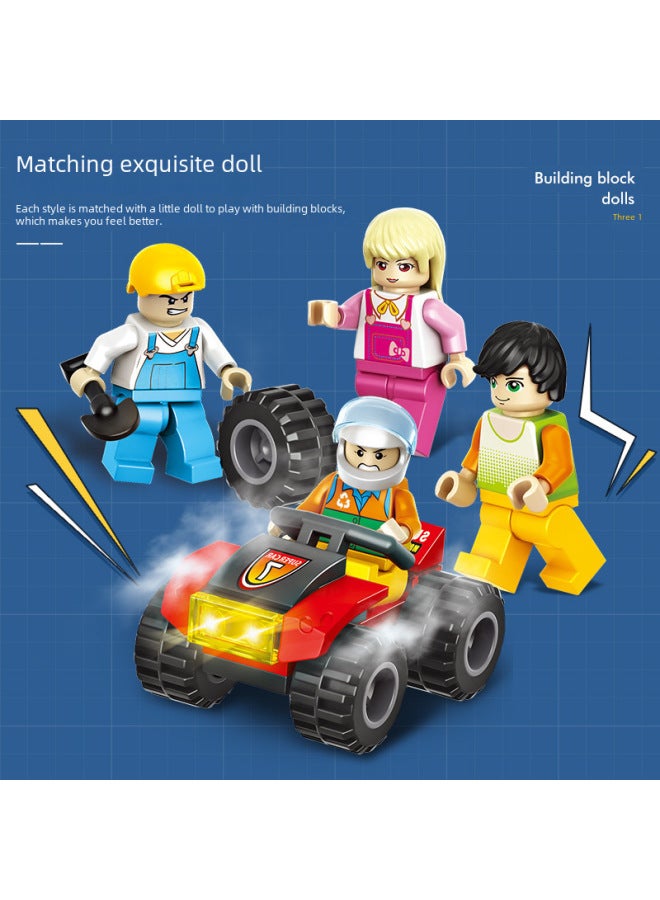 Urban Transportation Series Compatible With Lego Small Particle Blocks Bus Truck Container Car Assembled Toys-Color:City School Bus Bus 518 Particles 2-Person - Image 4