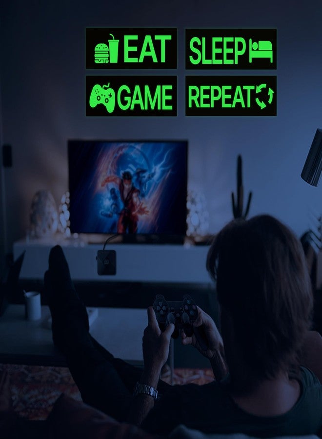 Robmoda 4 Pcs Glow in The Dark Neon Game Wall Stickers, Boys Gamer Room Wall Decals, Waterproof Vinyl Video Game Console Room Decor, Kids Bedroom PlayRoom Nursery Party (Green) - Image 2
