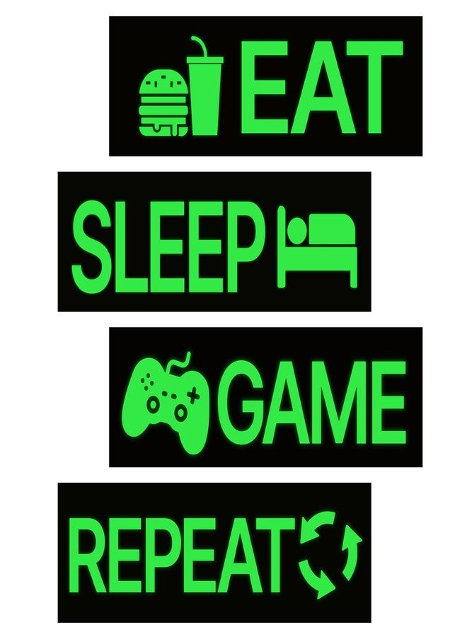 Robmoda 4 Pcs Glow in The Dark Neon Game Wall Stickers, Boys Gamer Room Wall Decals, Waterproof Vinyl Video Game Console Room Decor, Kids Bedroom PlayRoom Nursery Party (Green) - Image 1