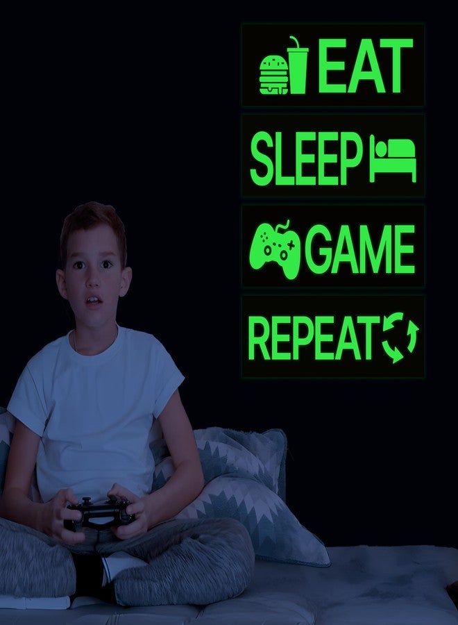 Robmoda 4 Pcs Glow in The Dark Neon Game Wall Stickers, Boys Gamer Room Wall Decals, Waterproof Vinyl Video Game Console Room Decor, Kids Bedroom PlayRoom Nursery Party (Green) - Image 3