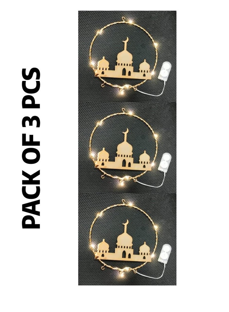 Yuwell Pack Of 3 Pcs Ramadan Decoration Hanging Lights For Indoor And Outdoor Home  Decoration Light With Battery Mosque Design Ramdan Light For Ramadan Decoration - Image 1
