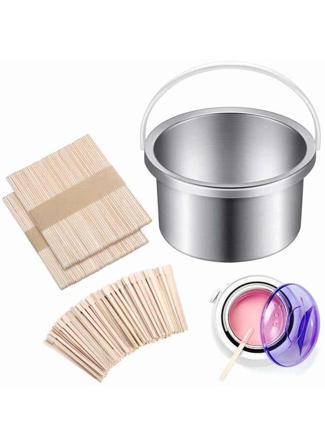 Maitys Wax Warmer Inner Pot Hair Removal Waxing Container Wax Warmer Replacement Pot for 500 cc 14 oz Hair Remover Machine and 200 Pieces Wax Applicator Sticks for Hair Removal Eyebrow - Image 1