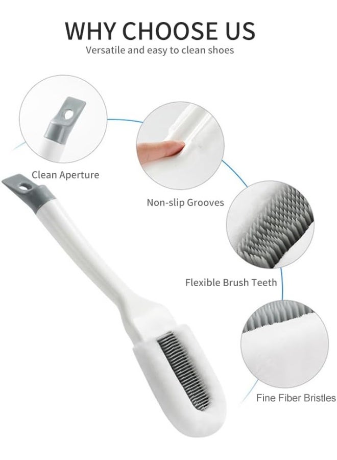 Professional Cleaning Shoe Brush, Multifunctional Long Handle Shoe Brush Cleaner, Hangable Soft Bristle Shoes Cleaning Brush (White) - Image 3