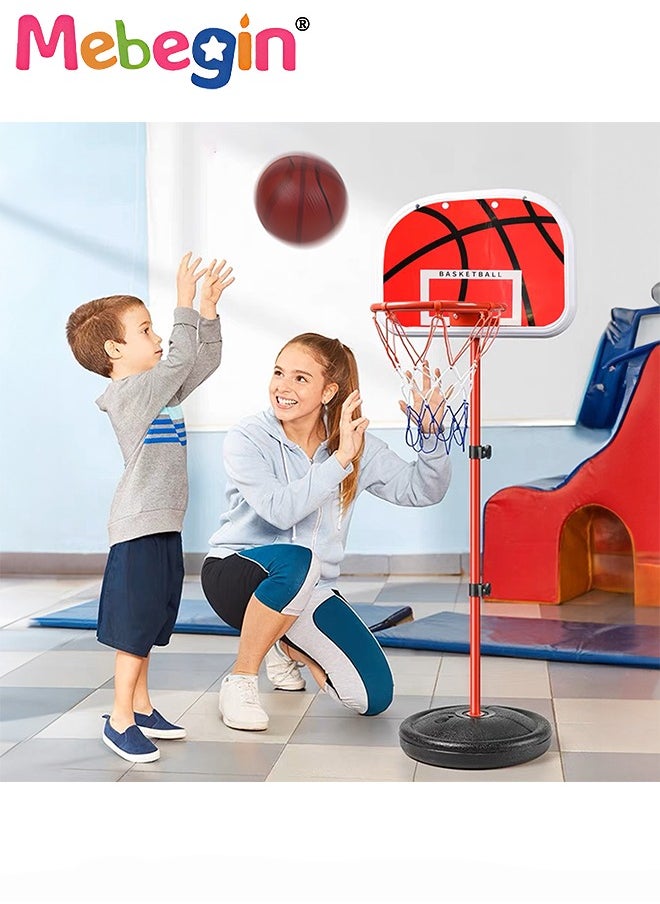 Kids Basketball Hoop with Adjustable Height, Basketball Toy Set with 16*16cm Basketball, Fun Parent-child Interactive Game, Easy to Assemble and Carry, No Restrictions on Use Scenarios