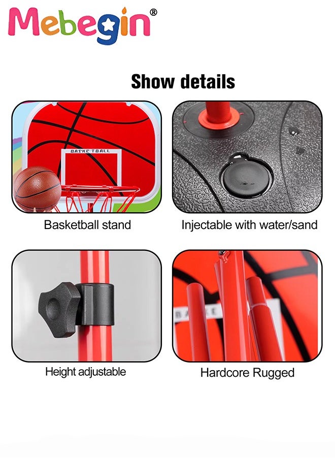 Kids Basketball Hoop with Adjustable Height, Basketball Toy Set with 16*16cm Basketball, Fun Parent-child Interactive Game, Easy to Assemble and Carry, No Restrictions on Use Scenarios