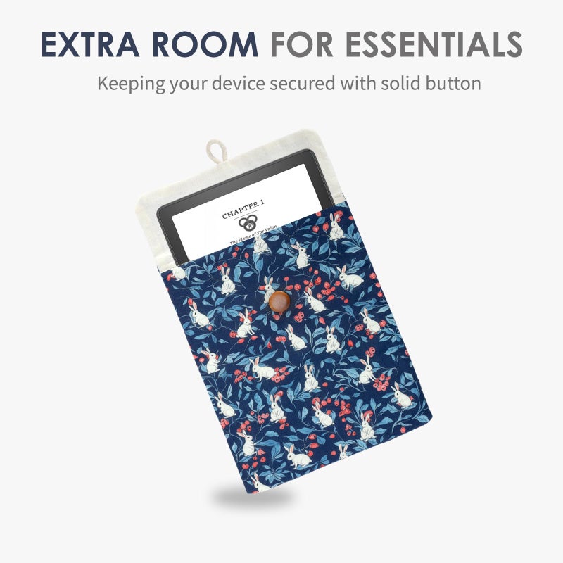 Clezolraa 6-7 inch Kindle Sleeve Pouch for 6.8"-7" Kindle Paperwhite 2024, 6" Kindle 2024/2022, Colorsoft, Oasis, Cotton-Padded Envelope Sleeve Case with Stylish Printed for Most E-Readers, Blue - Image 5