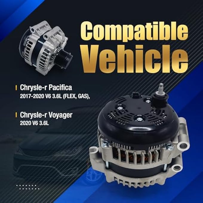 MOPKIUTR 4210007181 New Alternator 12V 180A Compatible with Chrysler Pacifica 2017-2020 3.6L, Voyager 2020 3.6L, Replace 11940, 421000-7181, 4210007181, 56029732AB (4210007181) - Image 4
