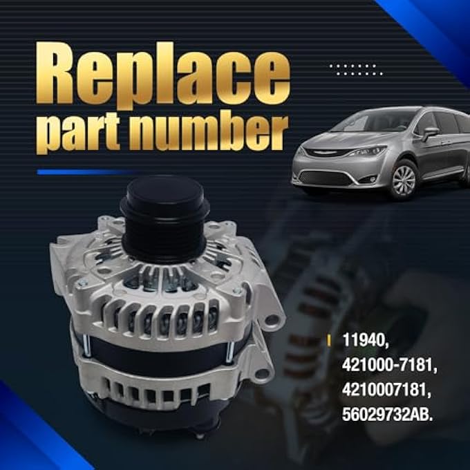 MOPKIUTR 4210007181 New Alternator 12V 180A Compatible with Chrysler Pacifica 2017-2020 3.6L, Voyager 2020 3.6L, Replace 11940, 421000-7181, 4210007181, 56029732AB (4210007181) - Image 5