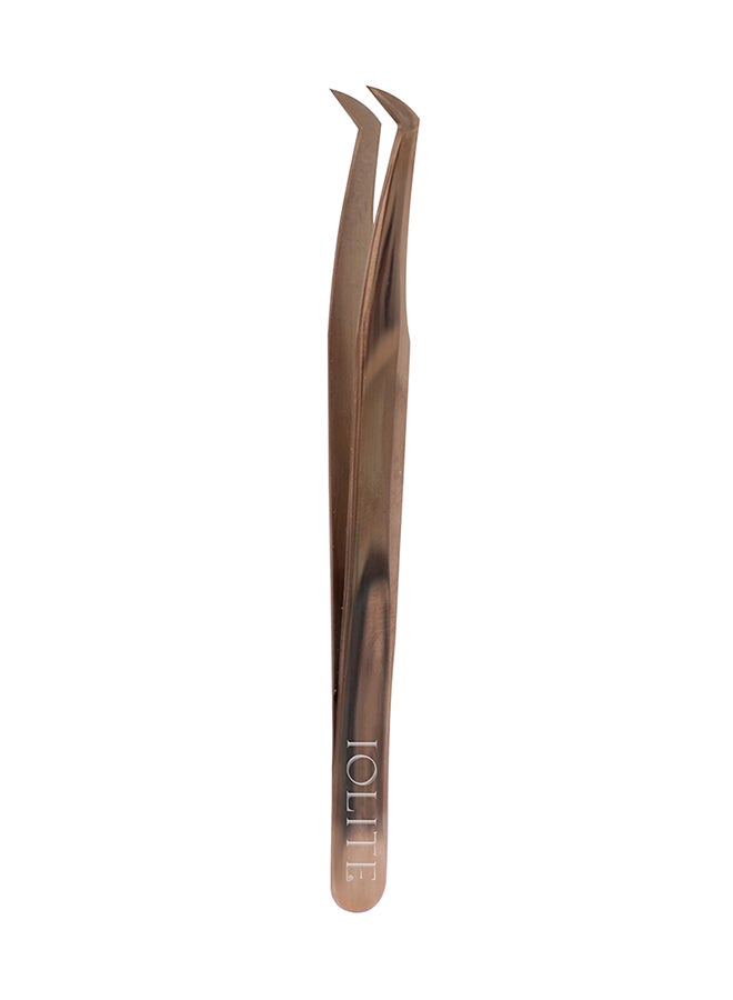 IOLITE Eyelash Extension Tweezers For Volume Lashes Professional Precision Stainless Steel Curved Angled Tips - Image 4