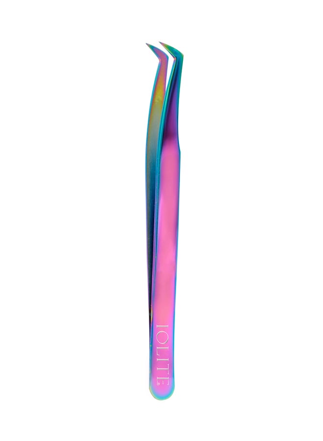 IOLITE Eyelash Extension Tweezers For Volume Lashes Professional Precision Stainless Steel Curved Angled Tips - Image 2