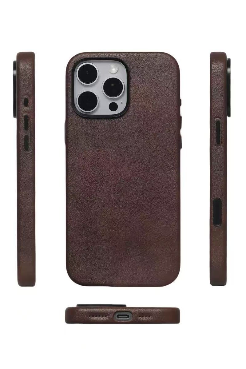 YANCI For iPhone 16 Pro Leather Case, Business Luxury Classic PU Leather Elegant Designer Men Cover Soft Non-Slip Grip Phone Cases for iPhone 16 Pro - Image 1