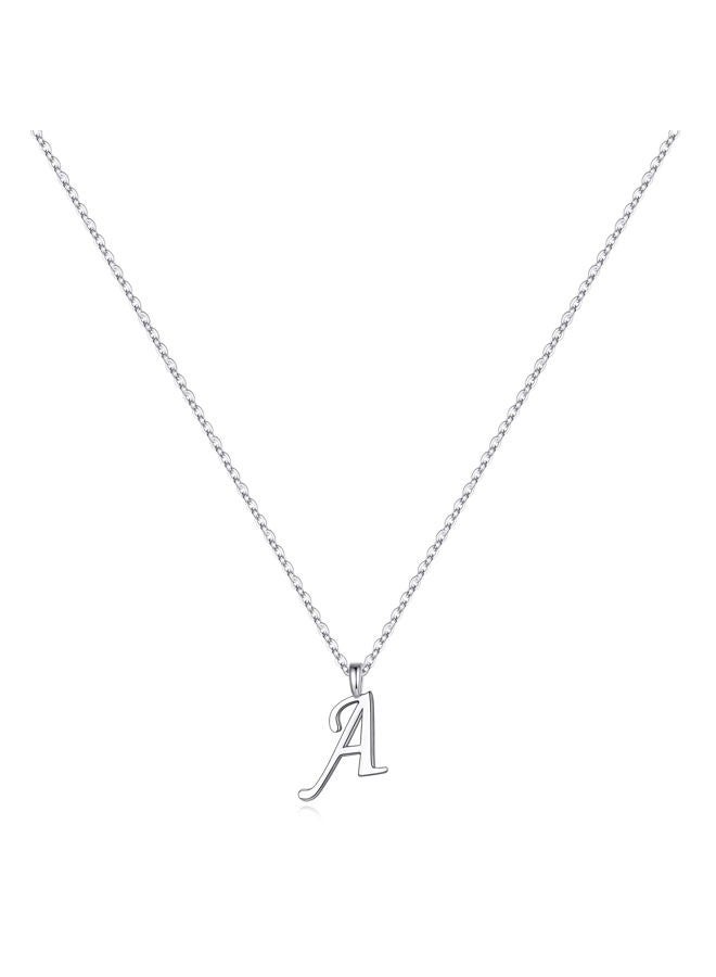 Yoosteel Sterling Silver Initial Necklaces, A Silver Initial Necklaces Dainty Letter Necklace Hypoallergenic Jewelry Little Kids Jewelry for Girls Initial Necklaces Jewelry Gifts for Women Teen Girls - Image 1