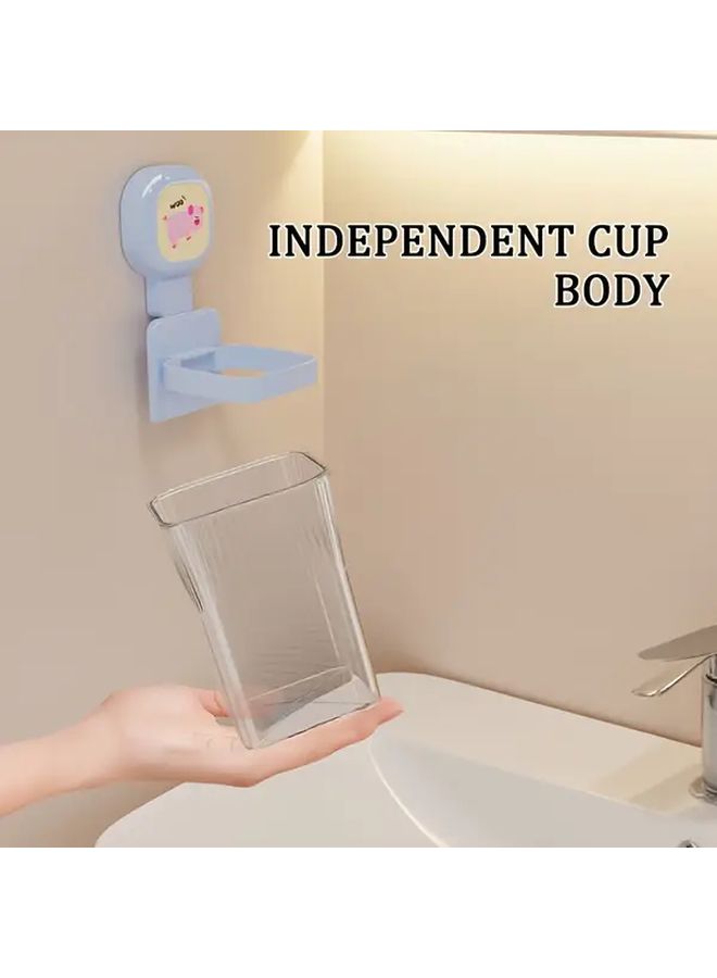 Pink No Drill Bathroom Organizer With Toothbrush Holder Adhesive Wall Mount Rack - Image 4