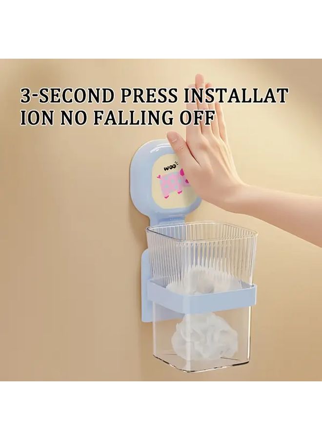 Pink No Drill Bathroom Organizer With Toothbrush Holder Adhesive Wall Mount Rack - Image 2