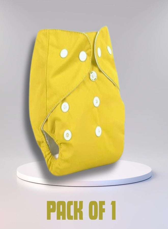 Renial reusable Cloth Diaper with Inserts - Adjustable Size for Babies 3 Months to 3 Years - Single Pack (YELLOW) - Image 2