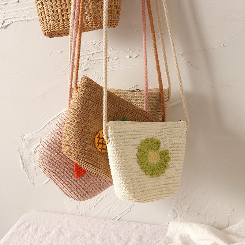 Bag Princess Key Coin Purse Handwoven Children'S Straw Bag Mini Fruit Zipper Bag Crossbody Bag - Image 2