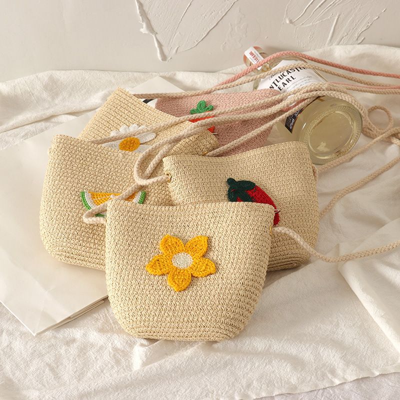 Bag Princess Key Coin Purse Handwoven Children'S Straw Bag Mini Fruit Zipper Bag Crossbody Bag - Image 3