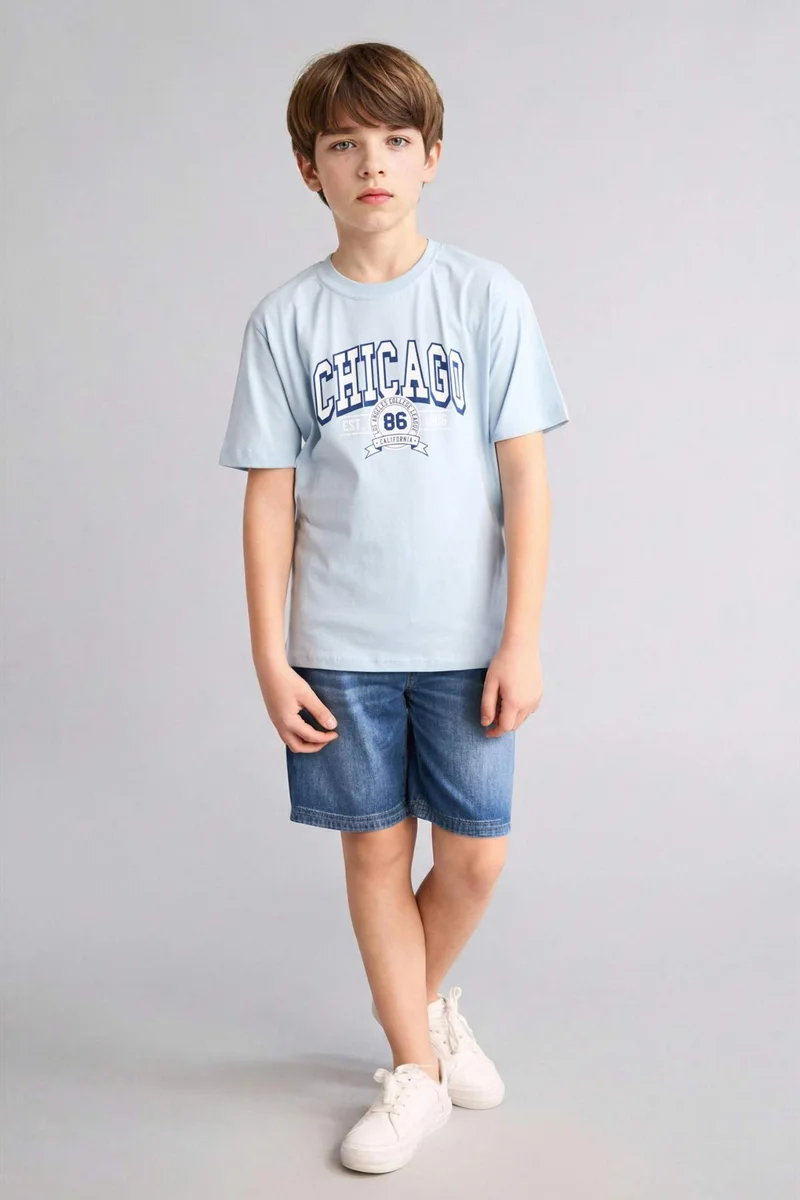 DeFacto Boy New Regular Fit Printed Short Sleeve T-Shirt