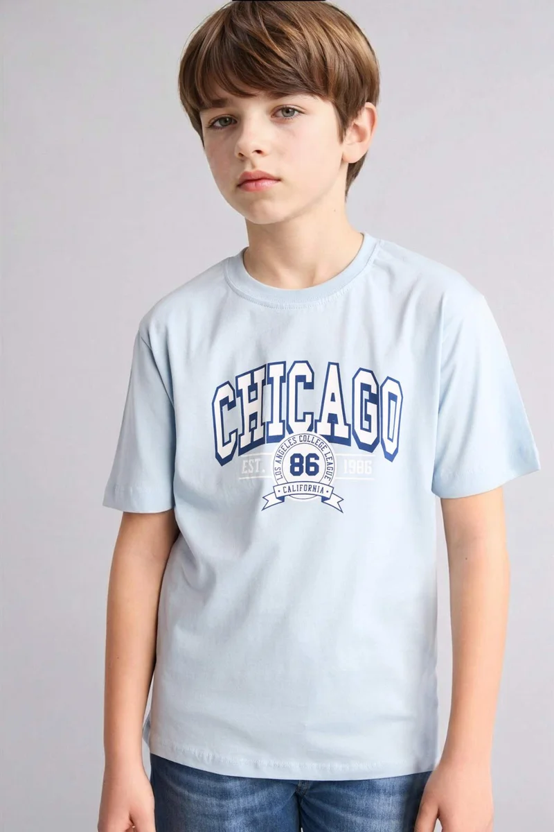 DeFacto Boy New Regular Fit Printed Short Sleeve T-Shirt