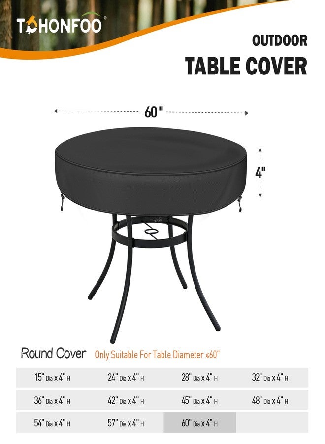 TOHONFOO Outdoor Round Table Cover - Waterproof Anti-UV Round Patio Table Cover - Fits Outdoor Table Up to 58-60 Inch - Image 2