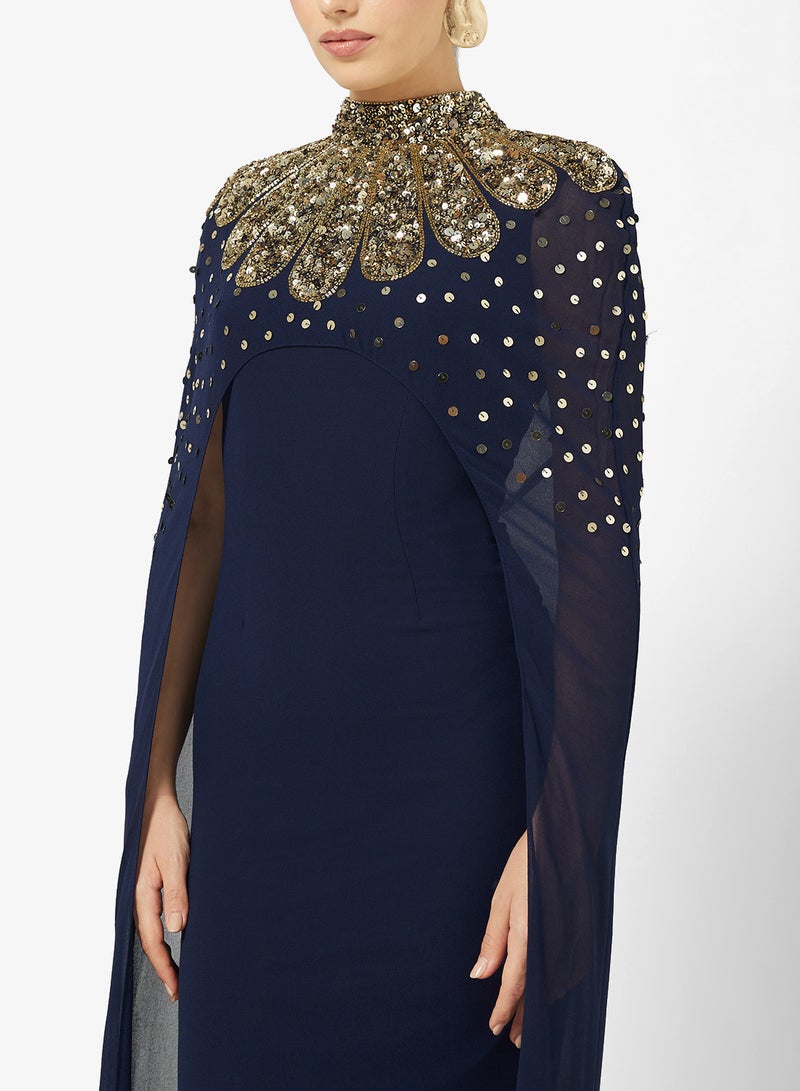 Amelia Rose Cape Sleeve Sequin Tiered Maxi Dress - Image 3