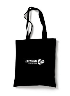 Reusable Eco Friendly Black Cotton Canvas Tote Bag/Shopping/Shoulder Bag Fitness Club White